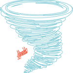 tornado drawing with upsidedown cow